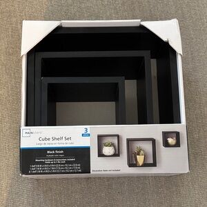 Mainstays Black Wall Cube Shelf Set